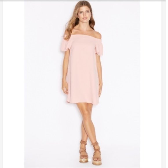 Topshop Dusty Pink Off Shoulder Flutter Summer Dress 2 - Picture 1 of 15
